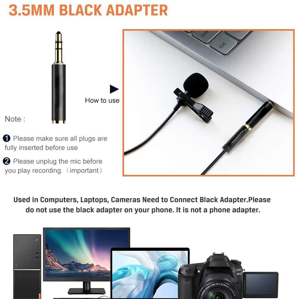 16 Feet Single Head Lavalier Lapel Microphone Omnidirectional Condenser Mic - Image 2