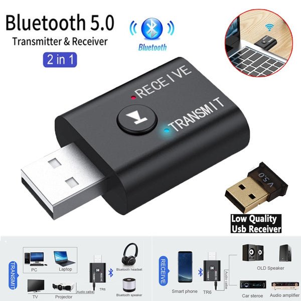 2-Piece: 2-in-1 USB Wireless Bluetooth Adapter 5.0 Transmitter - Image 7