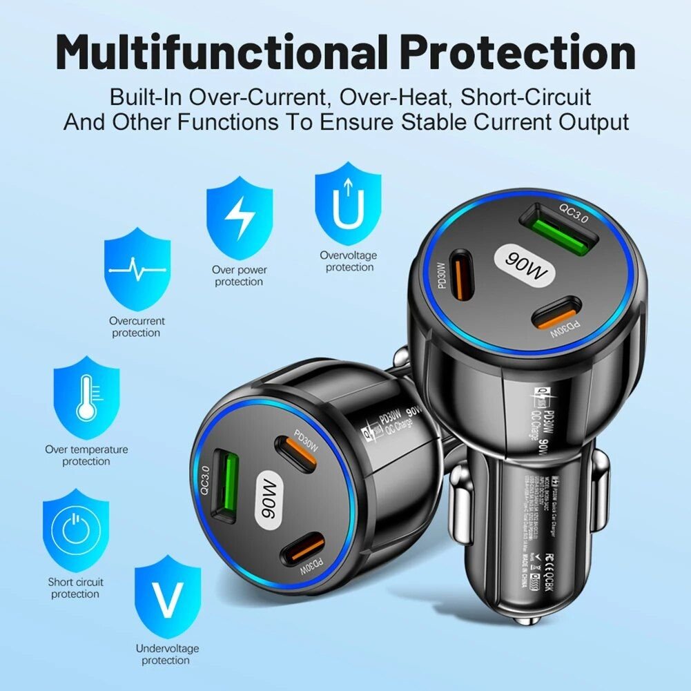 3-Port 90W Fast Car Charger - Image 7