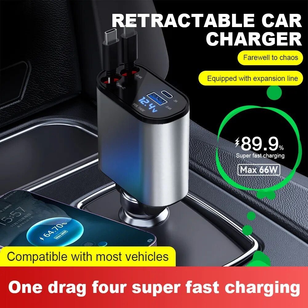 4-in-1 USB Car Fast Charger with PD QC3.0 & Digital Display - Image 10