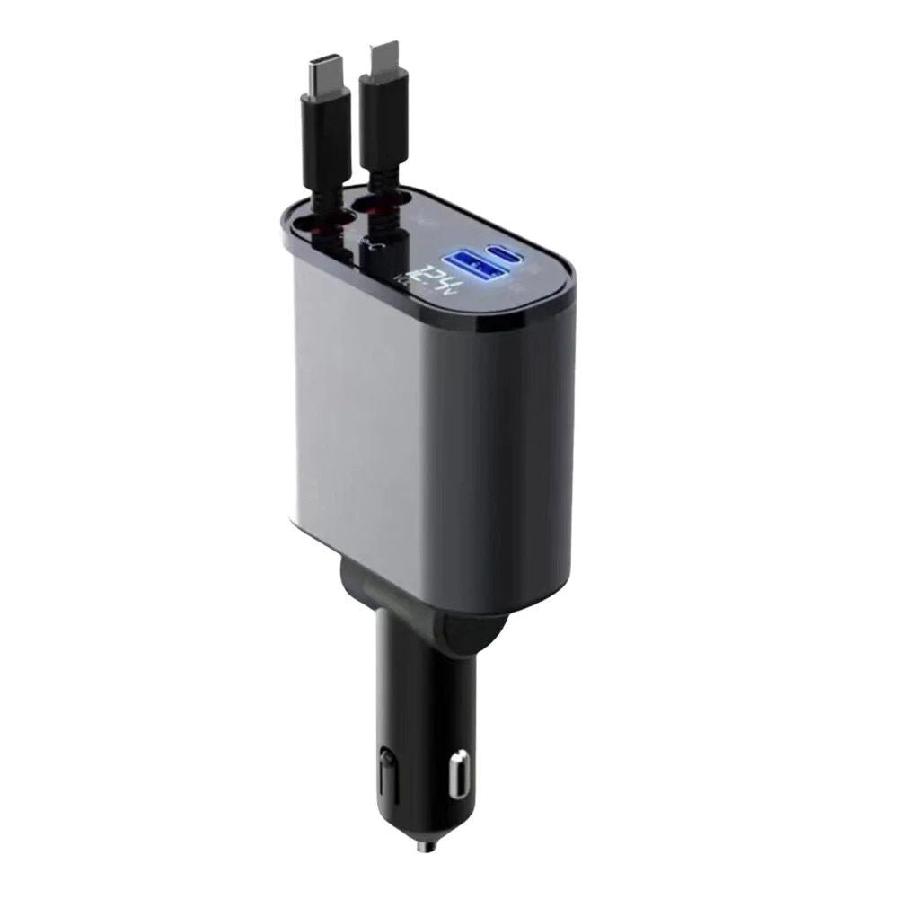 4-in-1 USB Car Fast Charger with PD QC3.0 & Digital Display - Image 2