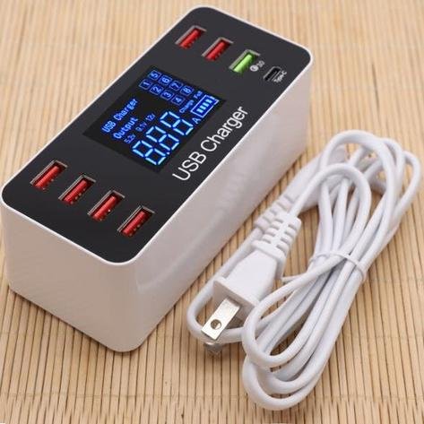 8A40W Charger Adapter Type C Hubs Quick Charge 3.0 USB Multi Port USB Charger Dock Station LCD Display with Smart Identification - Image 4