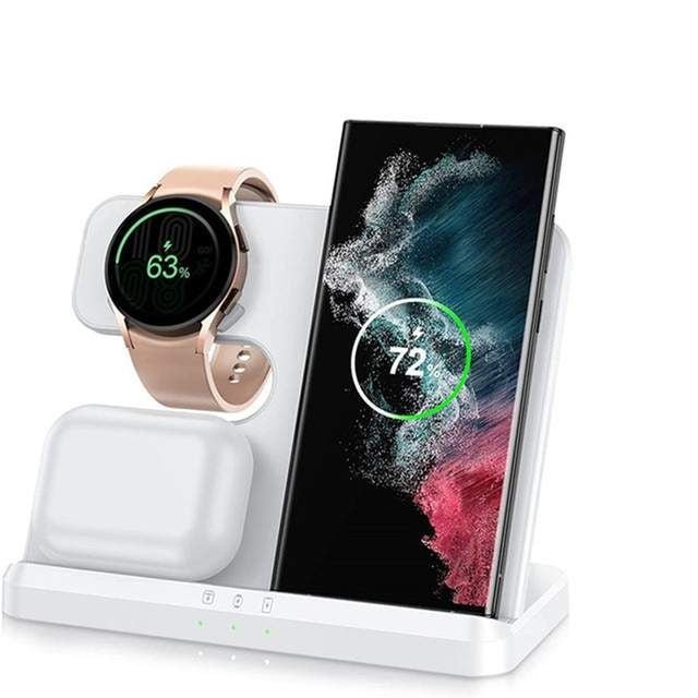 3-in-1 Wireless Charger Stand for Samsung S22, S21, S20, S10 Ultra; Note series; Galaxy Watch 5, 4; Active Buds 15W - Image 5