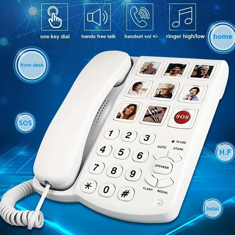 Amplified One Button Touch Big Button Corded Telephone with Speaker - Image 5
