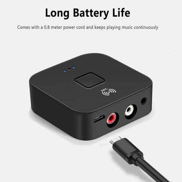 Black Wireless Bluetooth Receiver 5.0 aptX LL RCA NFC 3.5mm Jack Aux Audio Adapter - Image 8