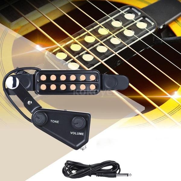 Music Tools 12-hole Acoustic Guitar Sound Hole Pickup Magnetic Transducer with Tone Volume Controller Audio Cable - Image 7