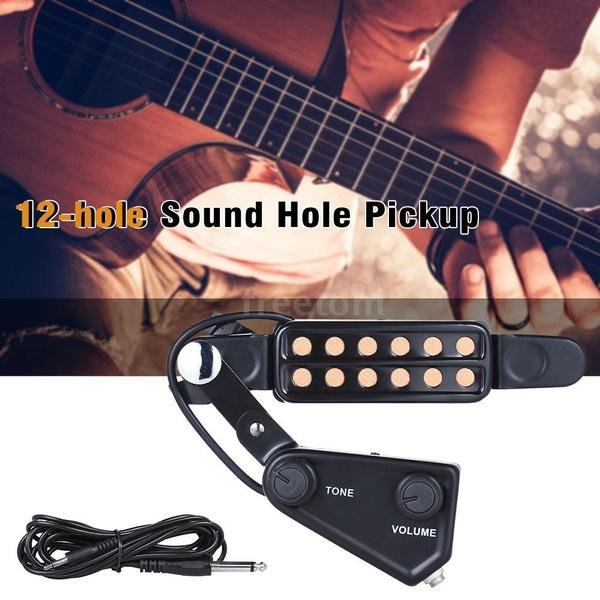 Music Tools 12-hole Acoustic Guitar Sound Hole Pickup Magnetic Transducer with Tone Volume Controller Audio Cable - Image 5