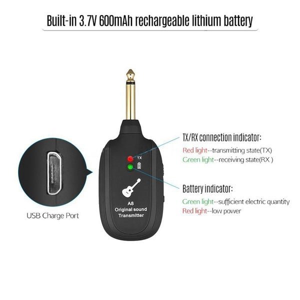 UHF Guitar Wireless System Transmitter Receiver - Image 5